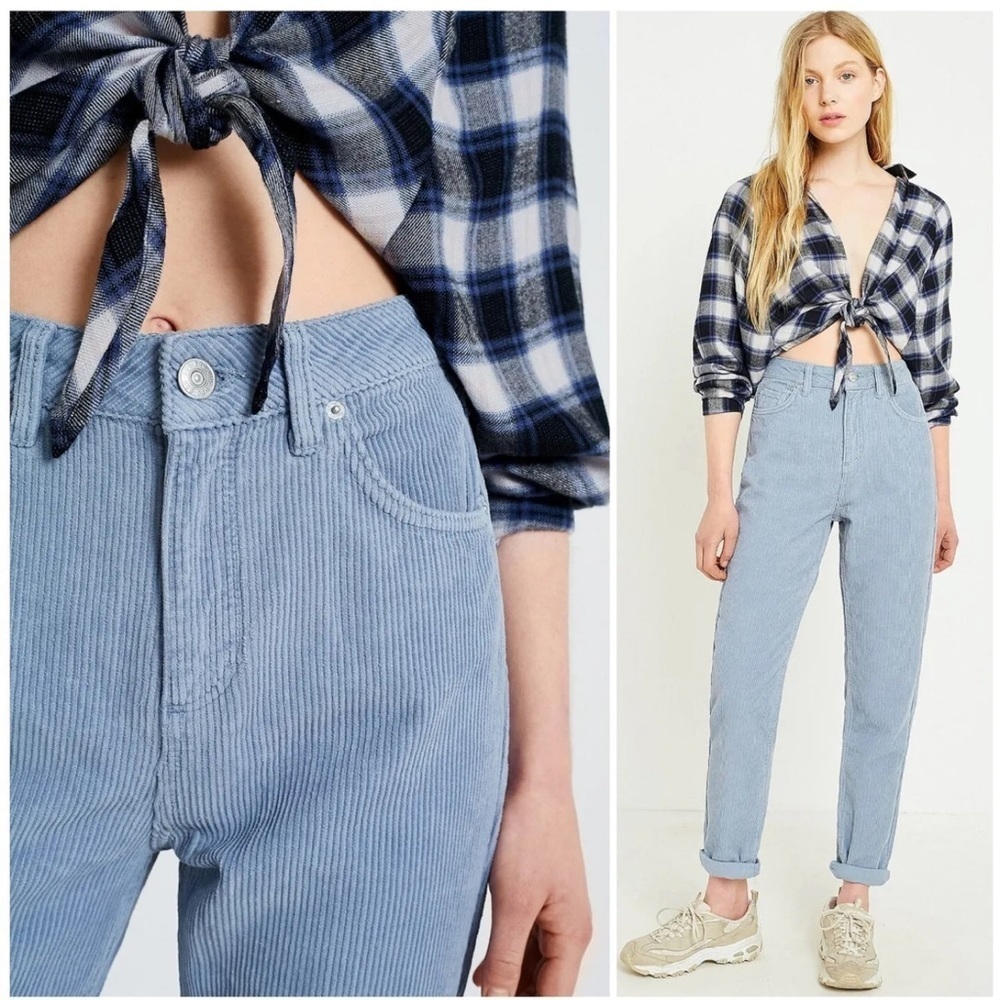 BDG light Blue Corduroy Mom Tapered Leg Pants Size 27 NWT